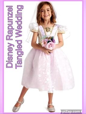 💜Disney Rapunzel Sz 4 Wedding Dress “Tangled Ever After” Lavender & White
